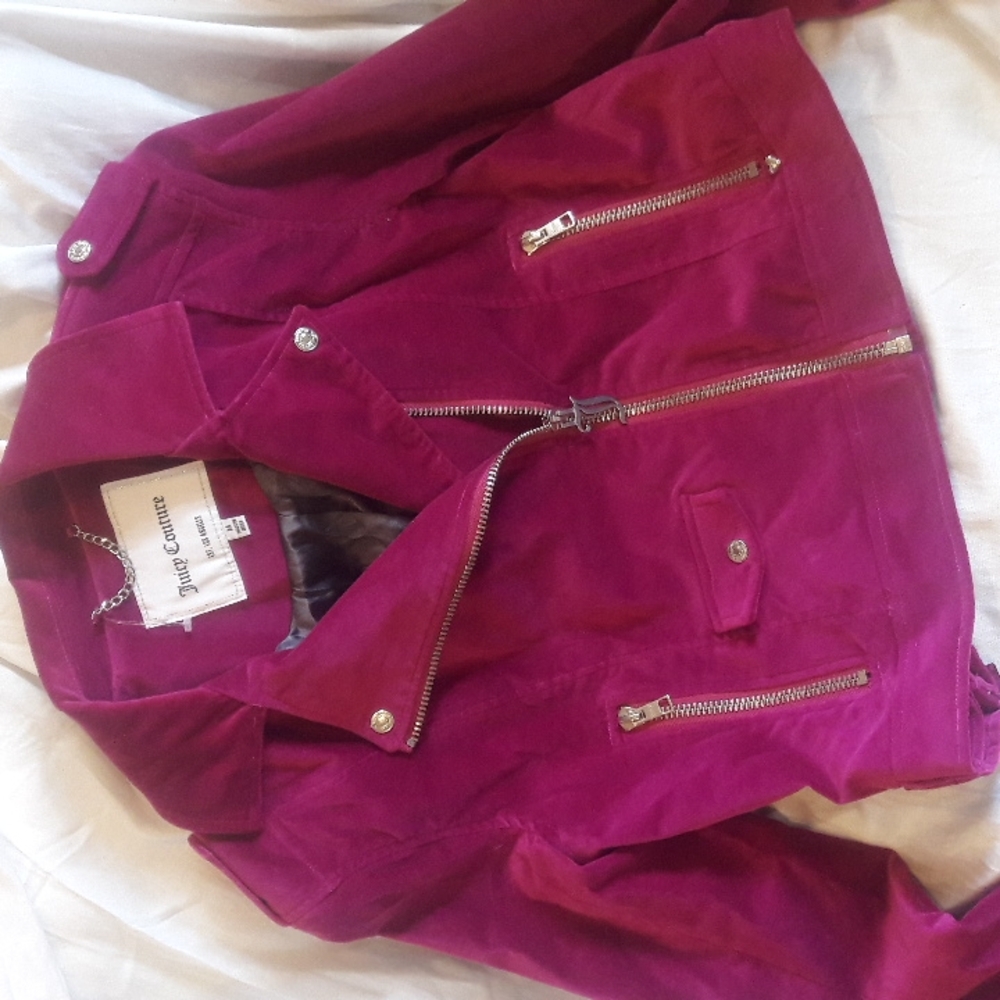NWT Juicy Couture Velvet Cropped Moto Jacket M